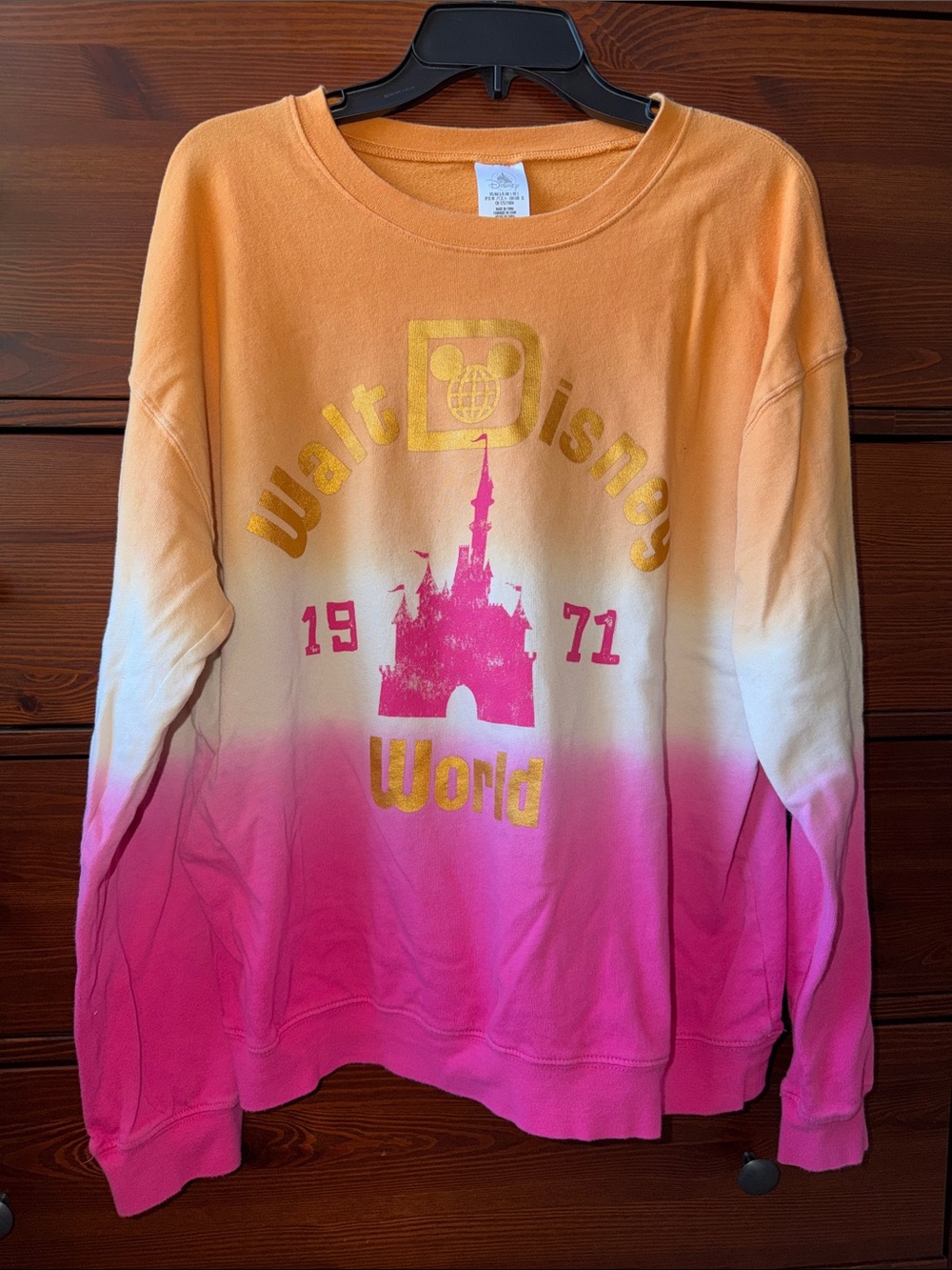 Rare Walt Disney World 1971 Orange Pink Ombre Pullover Sweatshirt